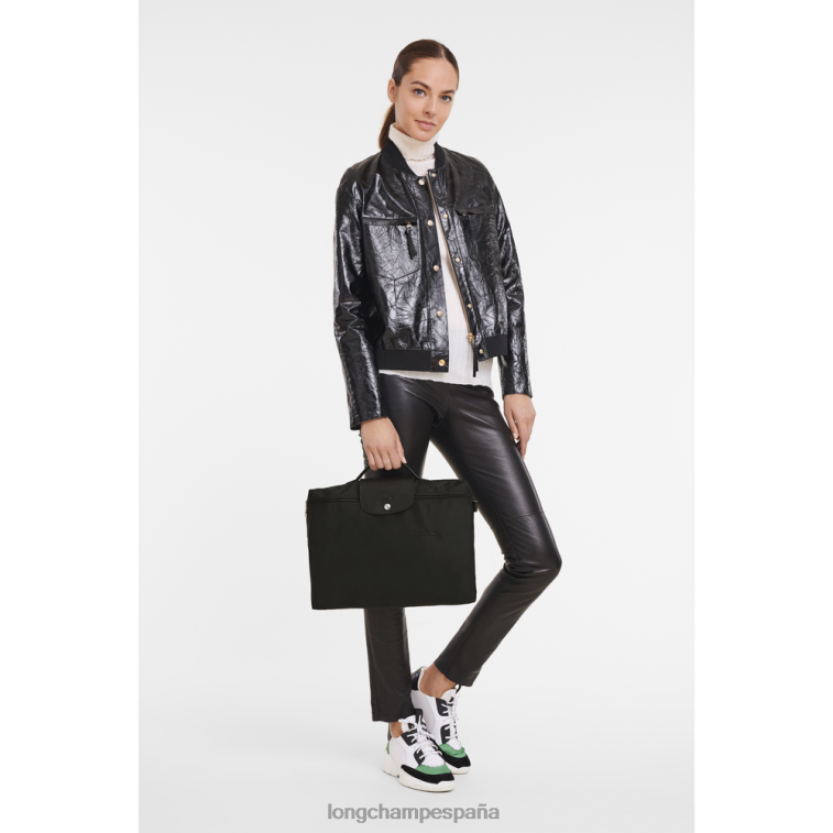 Longchamp carpeta de documentos verde le pliage negro hombres bolsas 064LB492