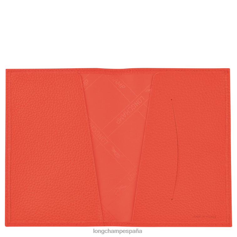 Longchamp cubierta del pasaporte le foulonne naranja hombres Artículos de cuero 064LB725