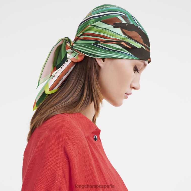 Longchamp pañuelo de seda colección primavera/verano 2023 70 hierba/luz verde mujer accesorios 064LB1038