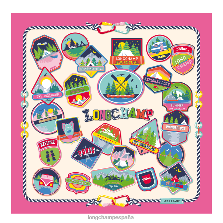 Longchamp pañuelo de seda colección primavera/verano 2023 90 fucsia mujer accesorios 064LB1057