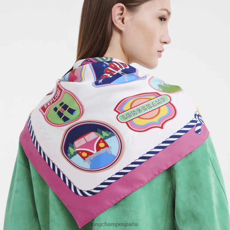 Longchamp pañuelo de seda colección primavera/verano 2023 90 fucsia mujer accesorios 064LB1057