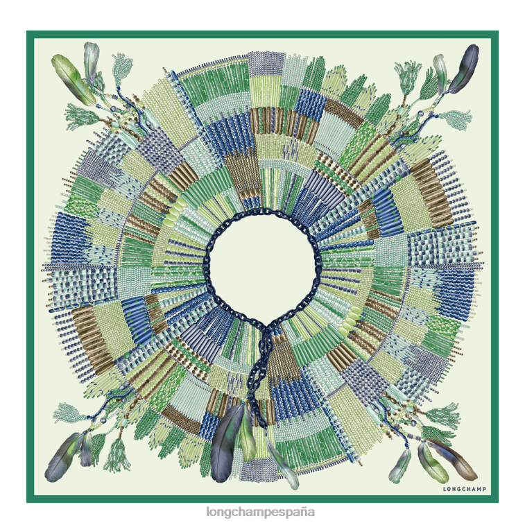 Longchamp pañuelo de seda colección primavera/verano 2023 90 hierba/luz verde mujer accesorios 064LB1061