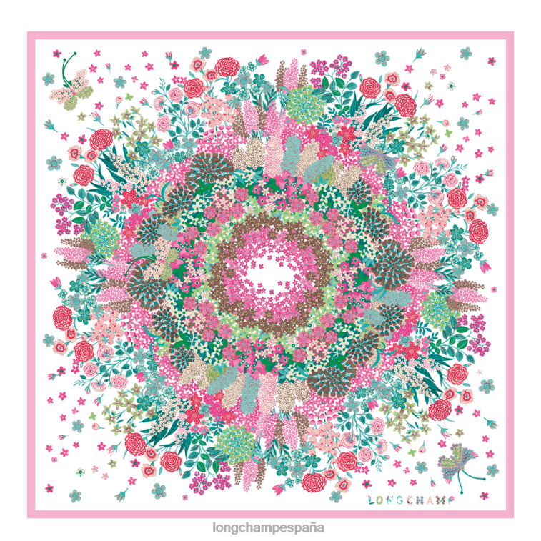 Longchamp pañuelo de seda colección primavera/verano 2023 90 rosa mujer accesorios 064LB1039