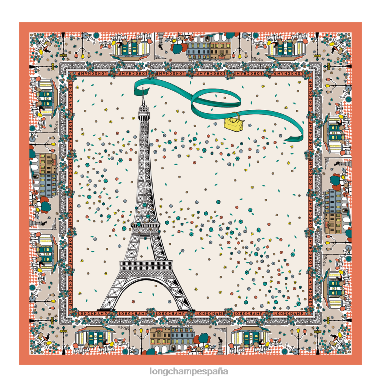 Longchamp pañuelo de seda colección primavera/verano 2023 naranja mujer accesorios 064LB1010