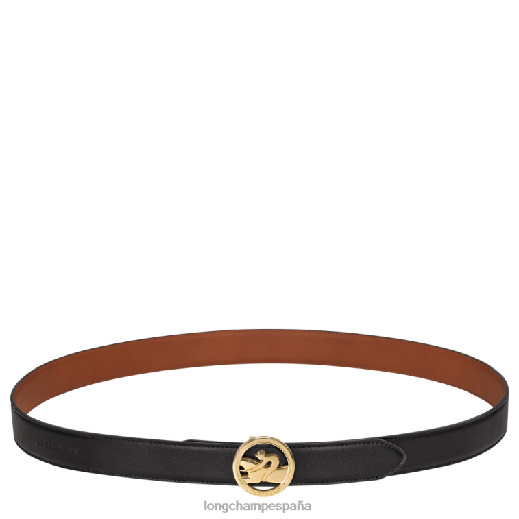 Longchamp cinturón de trote de caja negro/coñac mujer accesorios 064LB940
