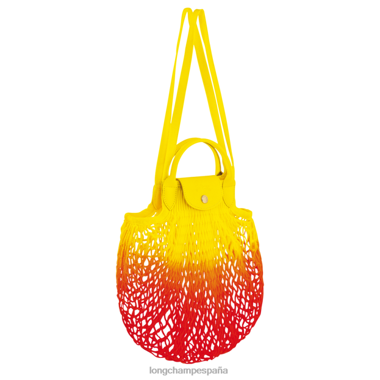 Longchamp bolsa de malla filet le pliage Amarillo naranja mujer bolsas 064LB8