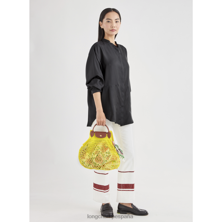 Longchamp bolsa de malla filet le pliage limón mujer bolsas 064LB2