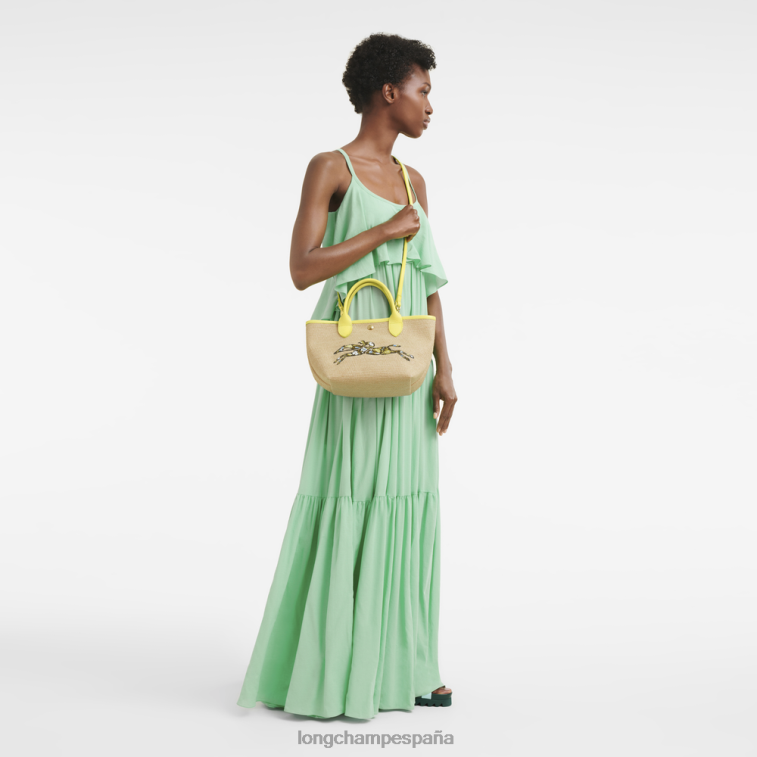 Longchamp bolsa tipo cesta le panier pliage amarillo mujer bolsas 064LB60
