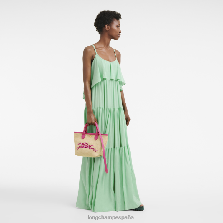 Longchamp bolsa tipo cesta le panier pliage fucsia mujer bolsas 064LB62