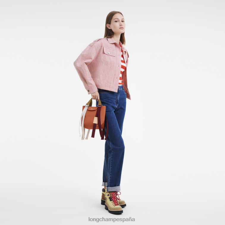 Longchamp bolso de mano le pliage re-play zanahoria mujer bolsas 064LB48