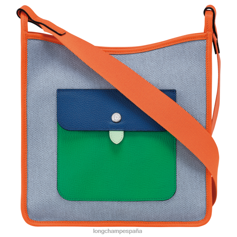 Longchamp bolso crossbody le foulonne con cremallera azul/naranja mujer bolsas 064LB260