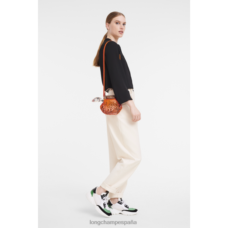 Longchamp bolsa de malla filet le pliage naranja mujer Artículos de cuero 064LB6