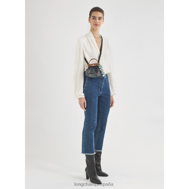 Longchamp bolsa de malla filet le pliage negro mujer Artículos de cuero 064LB218