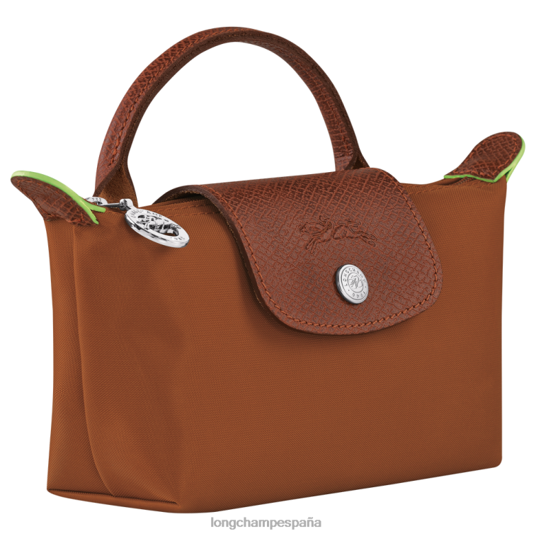 Longchamp bolso le pliage verde con asa coñac mujer Artículos de cuero 064LB671
