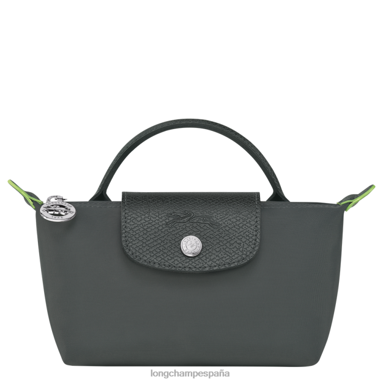 Longchamp bolso le pliage verde con asa grafito mujer Artículos de cuero 064LB672