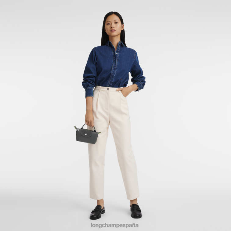 Longchamp bolso le pliage verde con asa grafito mujer Artículos de cuero 064LB672