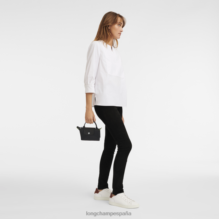 Longchamp bolso le pliage verde con asa negro mujer Artículos de cuero 064LB669