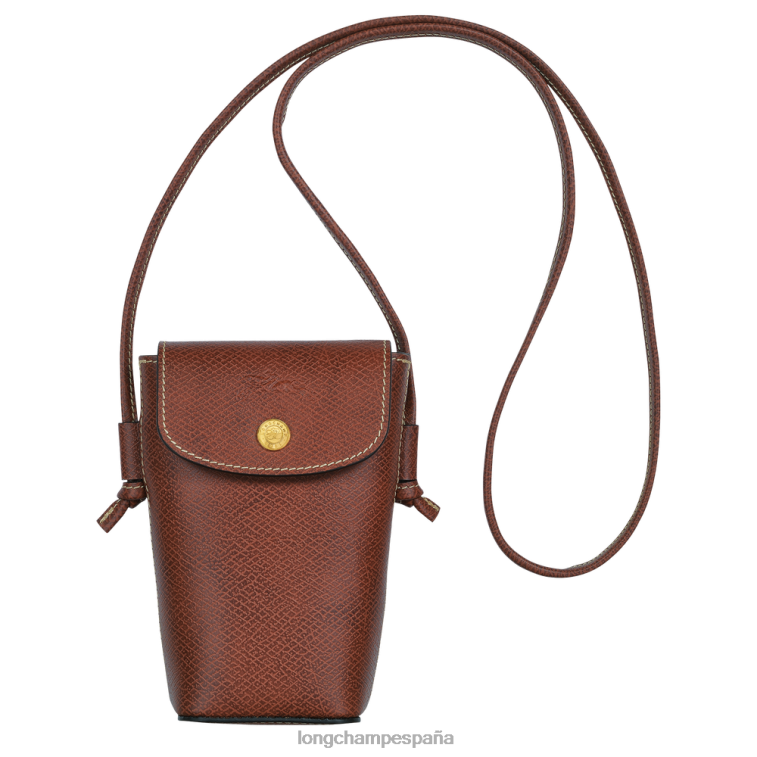 Longchamp funda para teléfono epure con encaje de cuero marrón mujer Artículos de cuero 064LB708