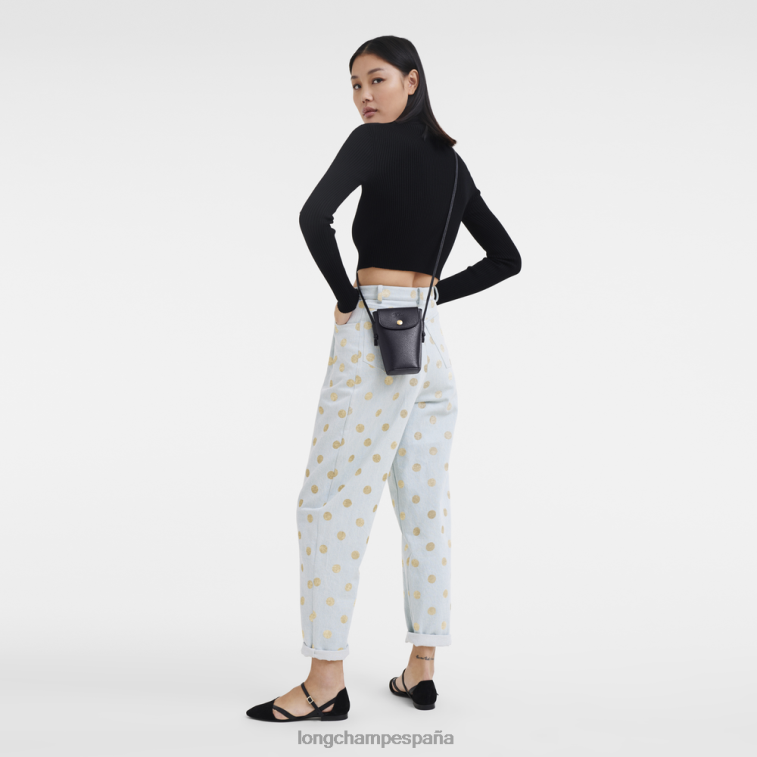 Longchamp funda para teléfono epure con encaje de cuero negro mujer Artículos de cuero 064LB706