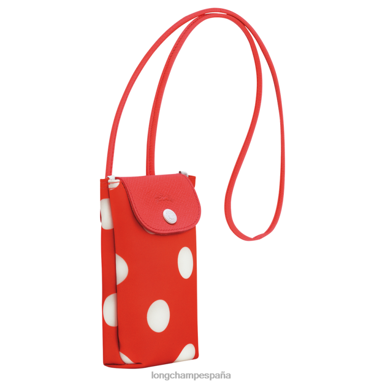 Longchamp funda para teléfono le pliage collection con encaje de cuero naranja mujer Artículos de cuero 064LB676