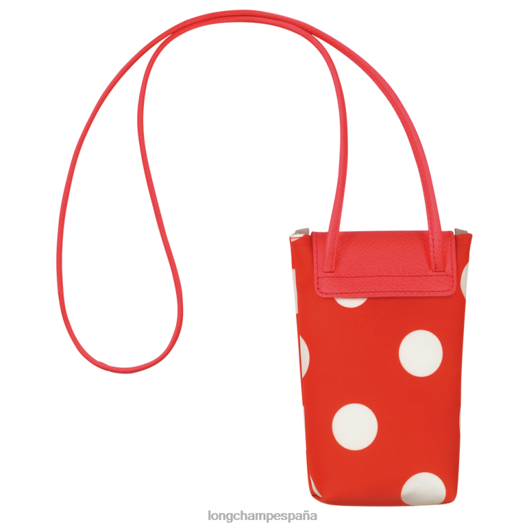 Longchamp funda para teléfono le pliage collection con encaje de cuero naranja mujer Artículos de cuero 064LB676