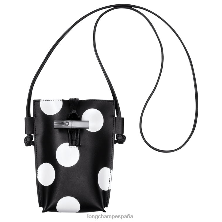 Longchamp funda para teléfono roseau con encaje de cuero negro mujer Artículos de cuero 064LB682