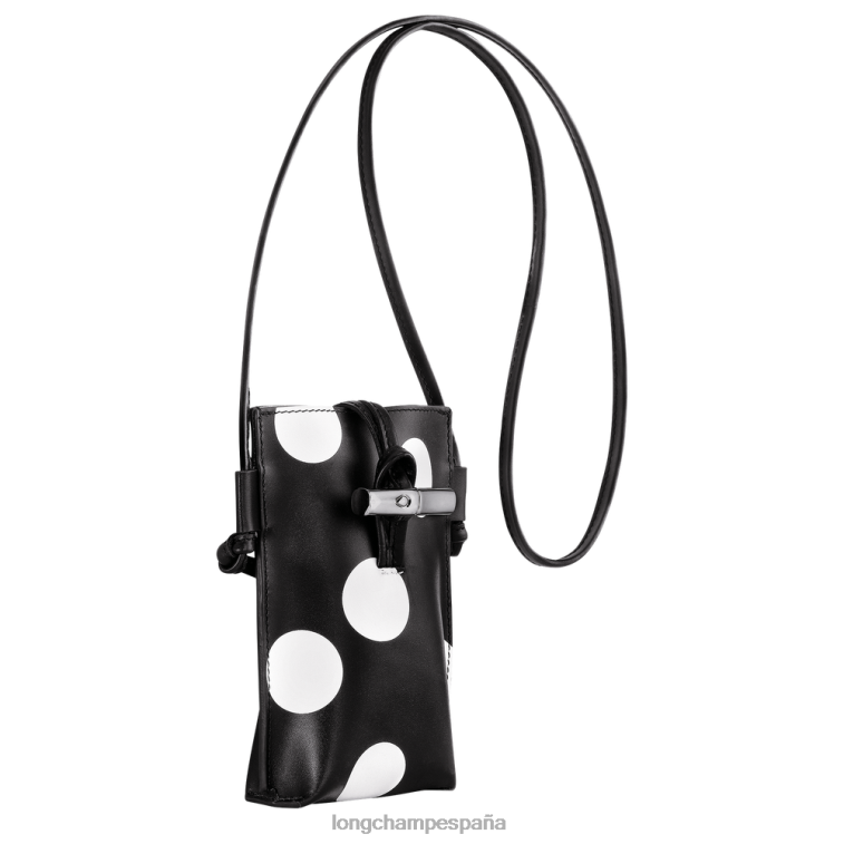 Longchamp funda para teléfono roseau con encaje de cuero negro mujer Artículos de cuero 064LB682