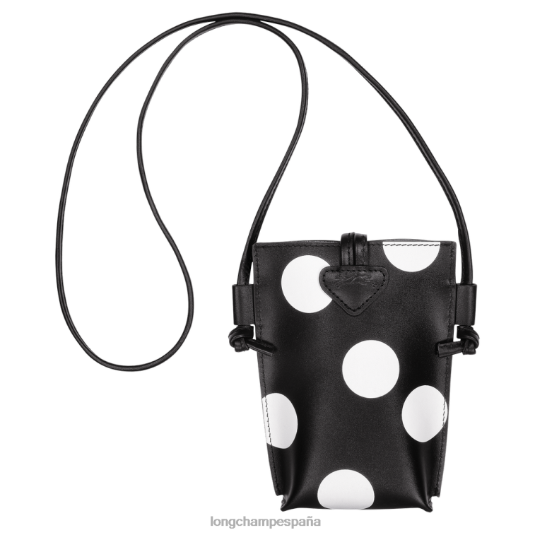 Longchamp funda para teléfono roseau con encaje de cuero negro mujer Artículos de cuero 064LB682