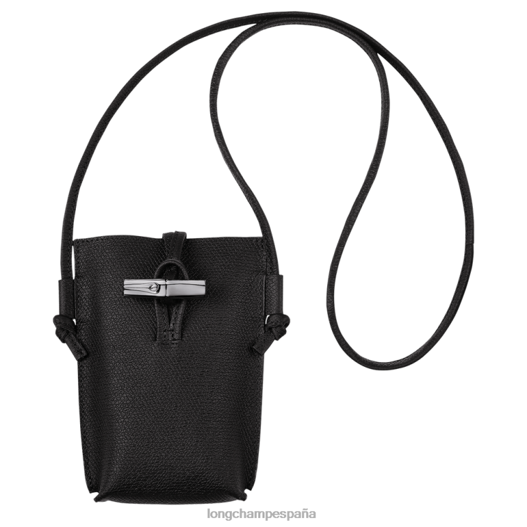 Longchamp funda para teléfono roseau con encaje negro mujer Artículos de cuero 064LB683