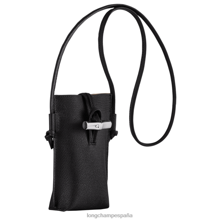 Longchamp funda para teléfono roseau con encaje negro mujer Artículos de cuero 064LB683