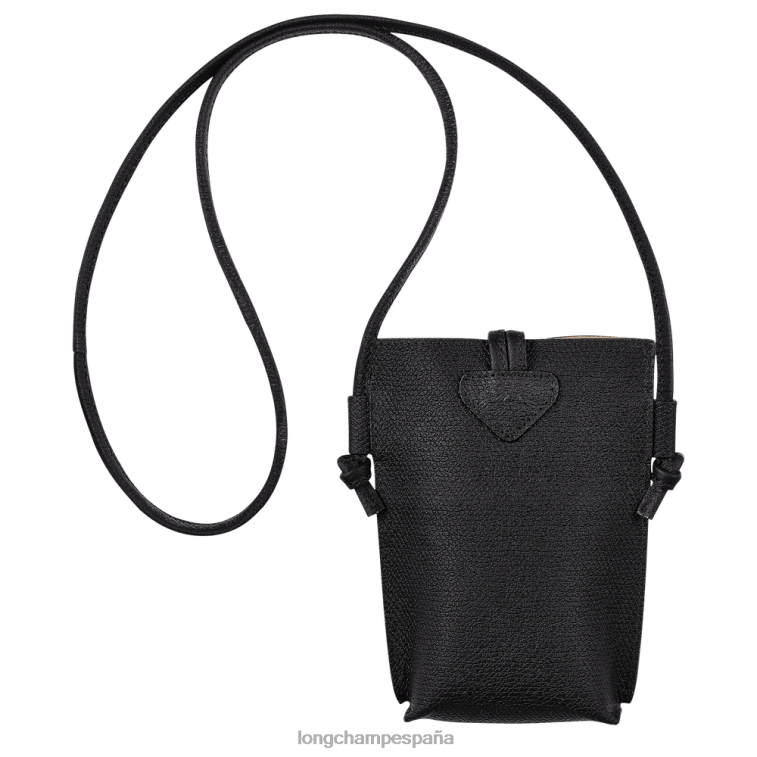 Longchamp funda para teléfono roseau con encaje negro mujer Artículos de cuero 064LB683