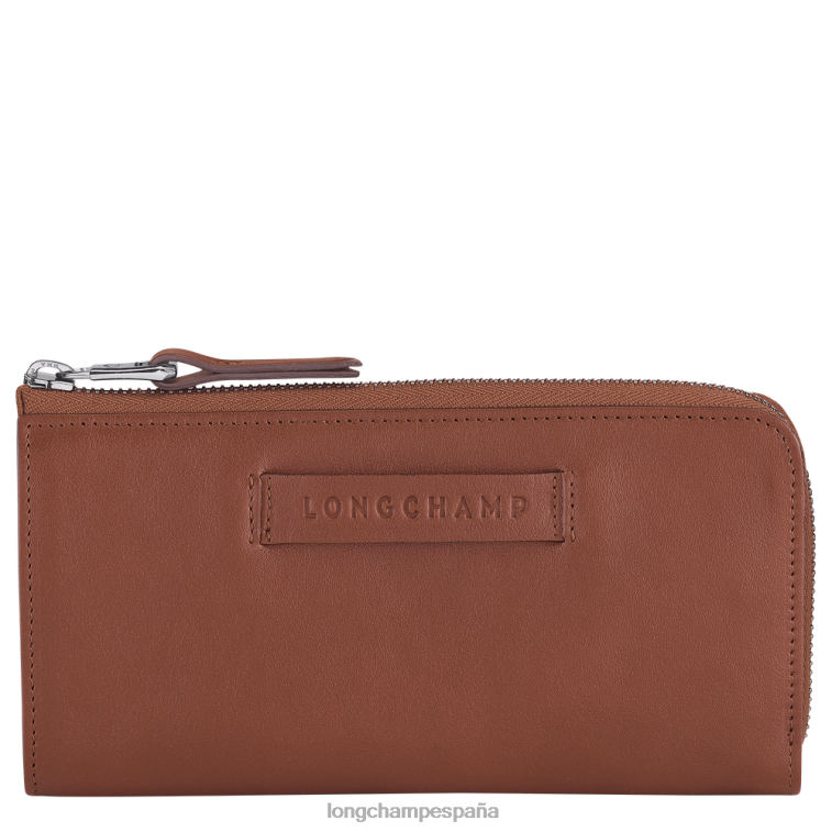 Longchamp Cartera 3d con cremallera alrededor. coñac mujer Artículos de cuero 064LB624