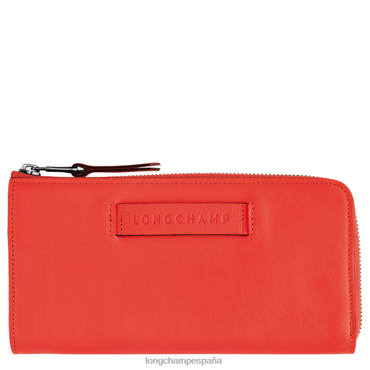 Longchamp Cartera 3d con cremallera alrededor. naranja mujer Artículos de cuero 064LB623