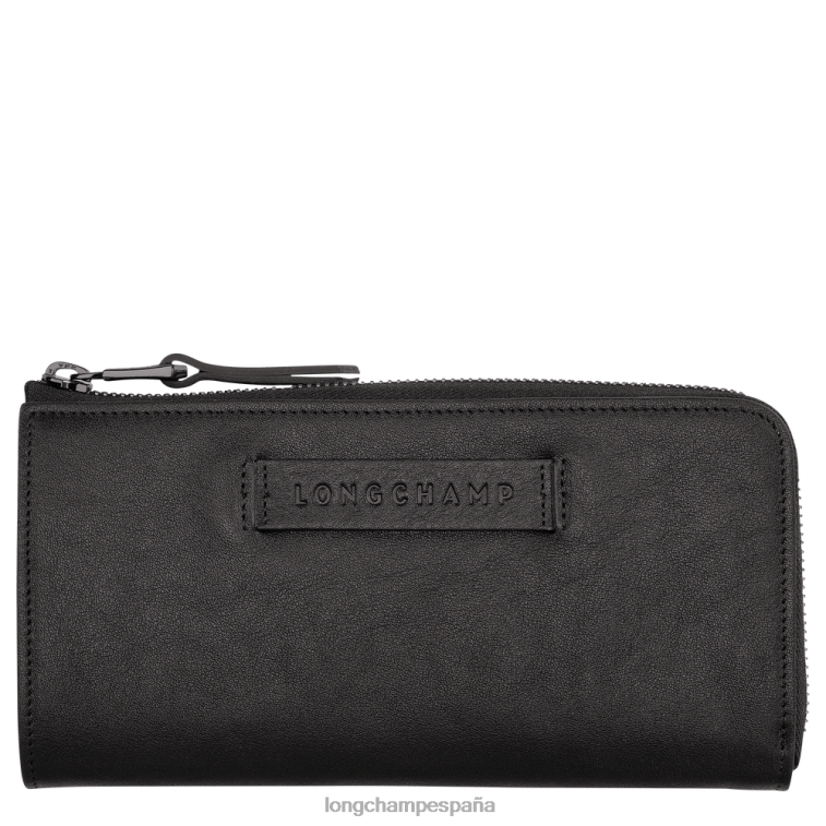 Longchamp Cartera 3d con cremallera alrededor. negro mujer Artículos de cuero 064LB620