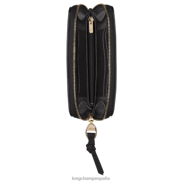 Longchamp billetera de buzón negro mujer Artículos de cuero 064LB613