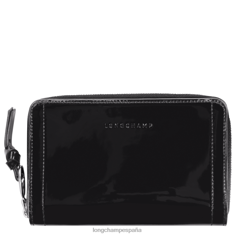 Longchamp billetera de buzón negro mujer Artículos de cuero 064LB619