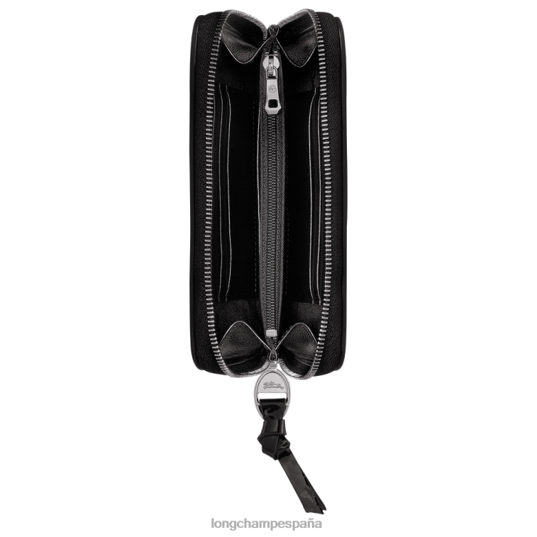 Longchamp billetera de buzón negro mujer Artículos de cuero 064LB619