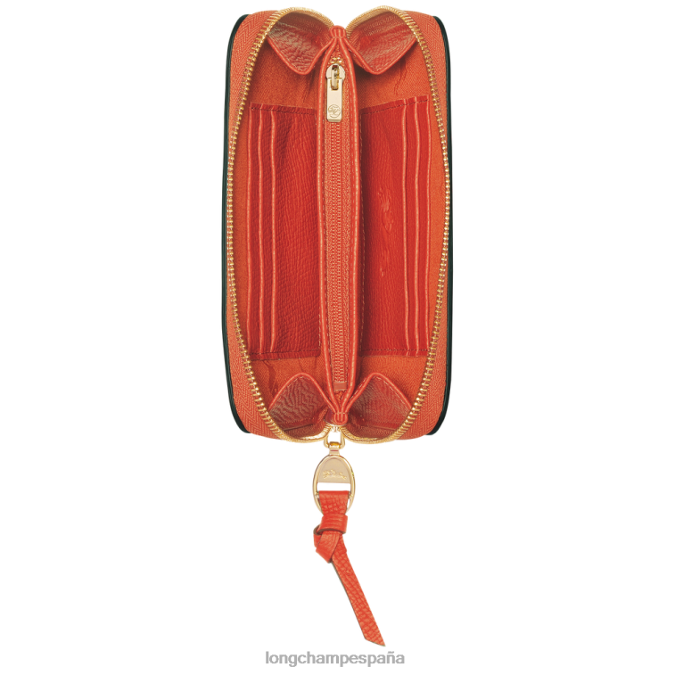 Longchamp billetera de buzón zanahoria mujer Artículos de cuero 064LB618