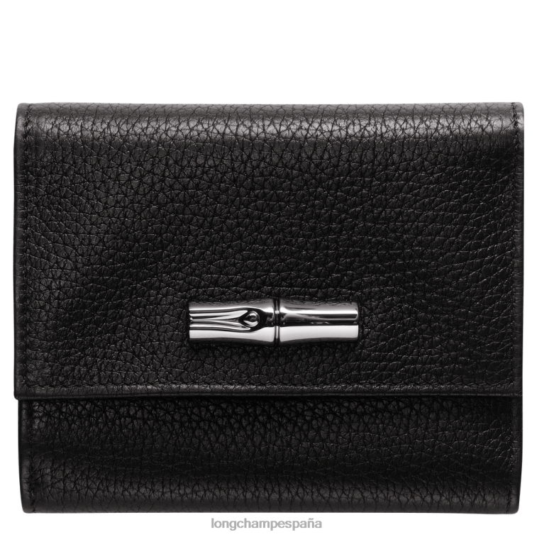 Longchamp cartera compacta roseau esencial negro mujer Artículos de cuero 064LB568