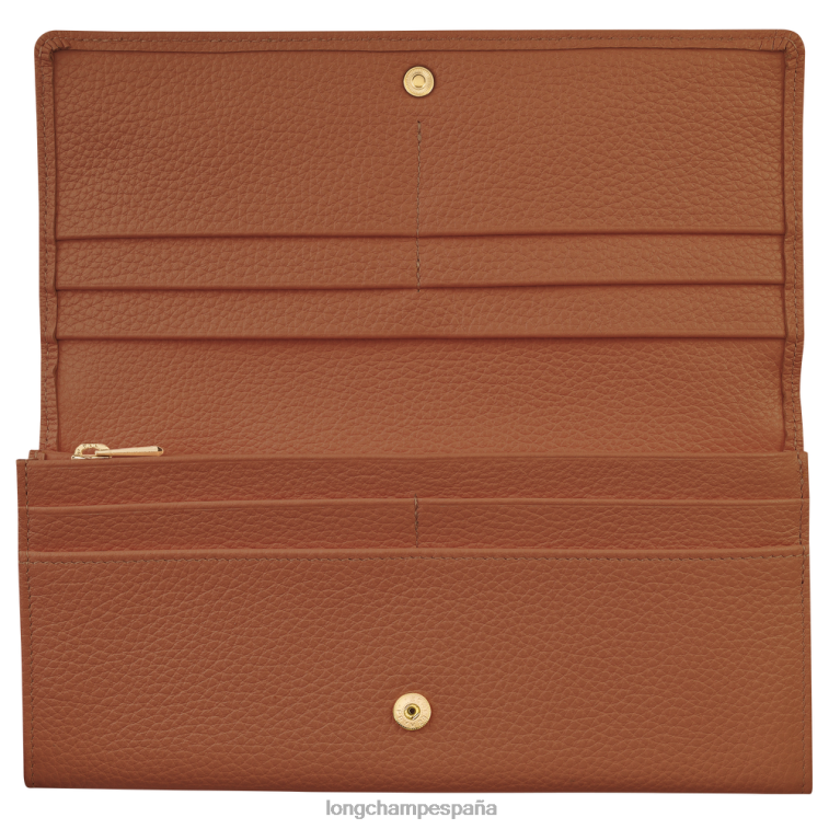 Longchamp cartera continental le foulonne caramelo mujer Artículos de cuero 064LB604