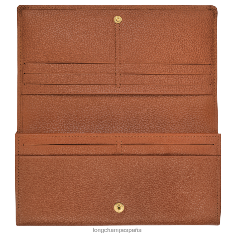 Longchamp cartera continental le foulonne caramelo mujer Artículos de cuero 064LB610