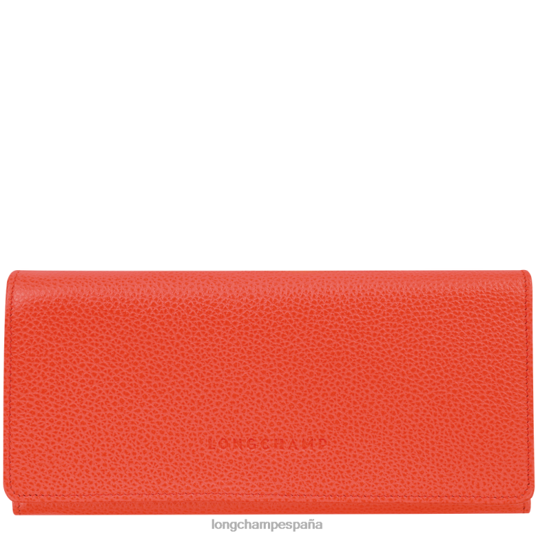 Longchamp cartera continental le foulonne naranja mujer Artículos de cuero 064LB603