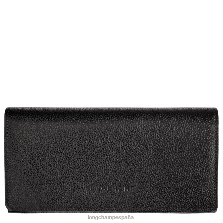 Longchamp cartera continental le foulonne negro mujer Artículos de cuero 064LB609