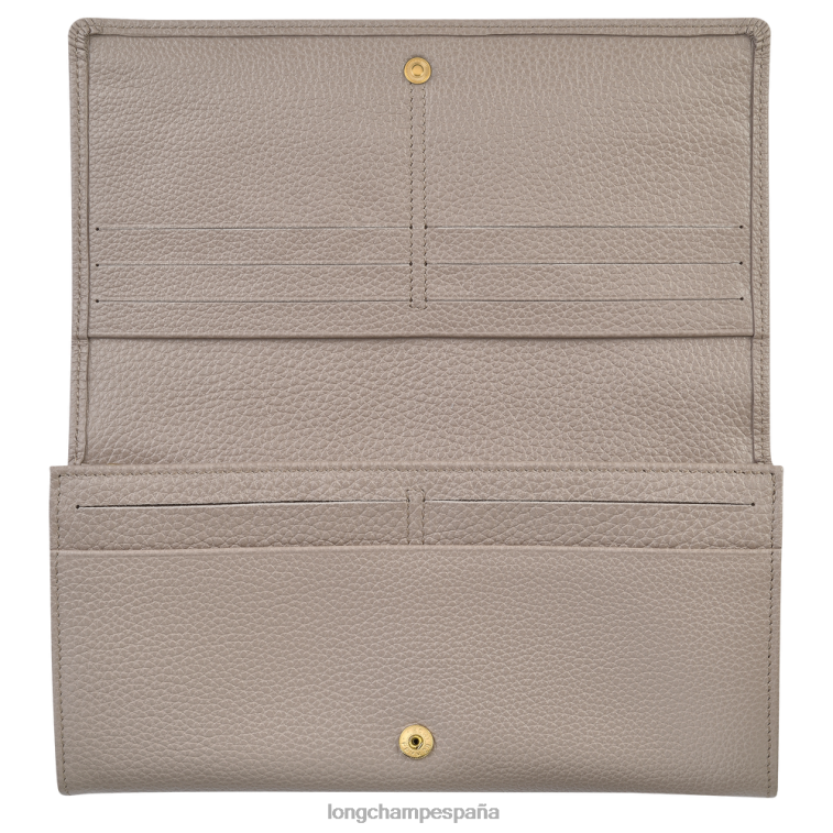 Longchamp cartera continental le foulonne tórtola mujer Artículos de cuero 064LB612