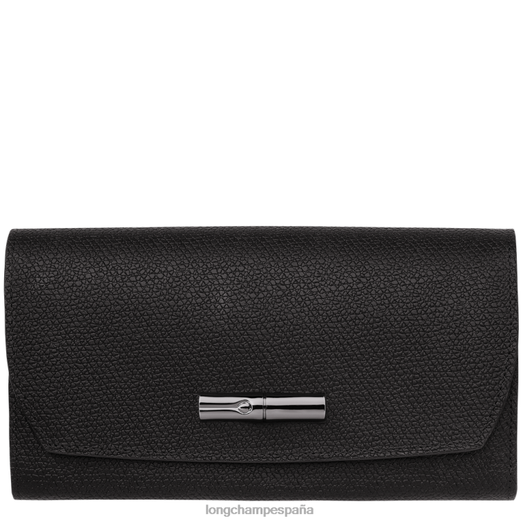 Longchamp cartera continental roseau negro mujer Artículos de cuero 064LB587