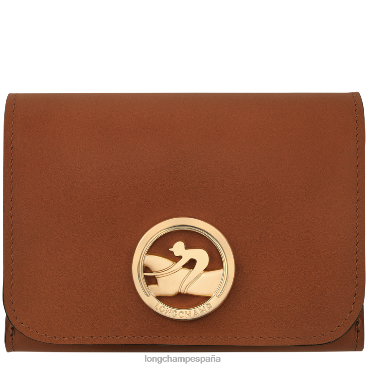 Longchamp cartera de trote de caja coñac mujer Artículos de cuero 064LB556
